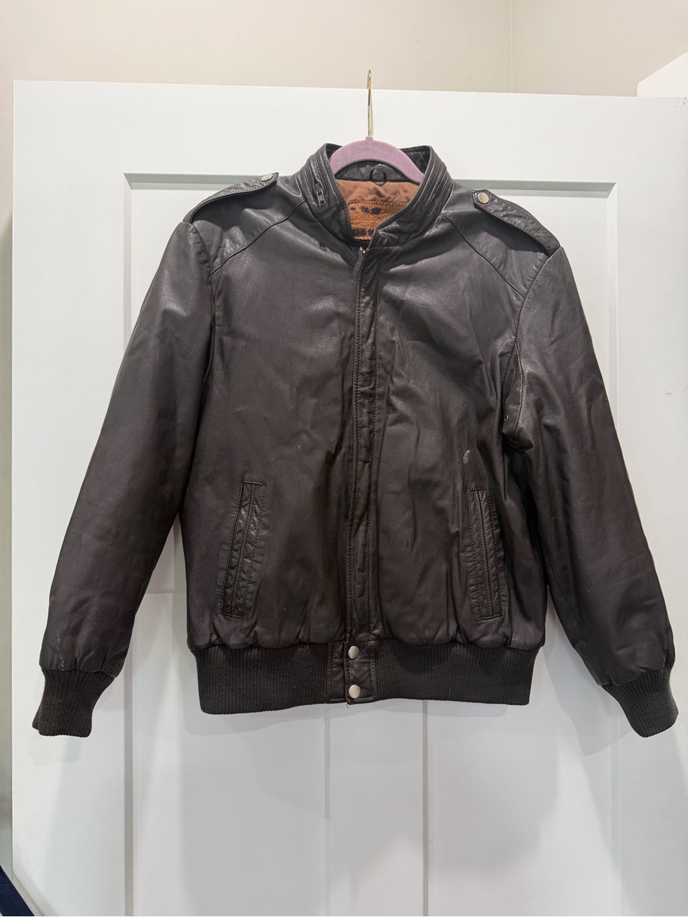 William Barry Brown Leather Bomber Jacket